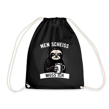 Stures Faultier - Nen Scheiß muss ich - Kaffee - Turnbeutel - Schwarz - Vorne