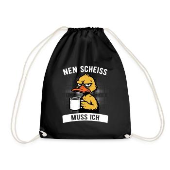 Freche Ente - Nen Scheiß muss ich - Kaffee - Turnbeutel - Schwarz - Vorne
