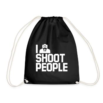 I shoot people. Photographers gifts. Camera Man. - Turnbeutel - Schwarz - Vorne