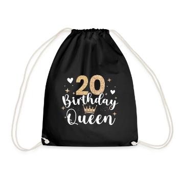 20th Birthday Queen 20 Years Twenty - Drawstring Bag - black - Front