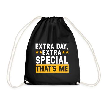 Happy Birthday Leap Year February 29 Leap Day - Drawstring Bag - black - Front