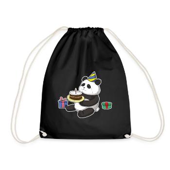 Panda Birthday Bday Geburtstag - Turnbeutel - Schwarz - Vorne