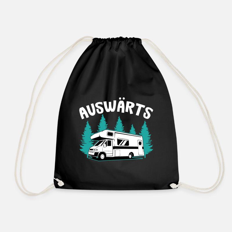 Camper, Camping Auswärts, Wald, Tour - Turnbeutel - Schwarz