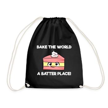 Bake The World A Batter Place Bäcker - Turnbeutel - Schwarz - Vorne