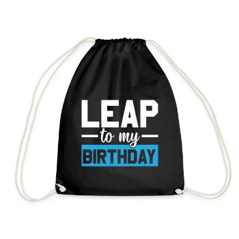 Happy Birthday Leap Year February 29 Leap Day - Drawstring Bag - black - Front