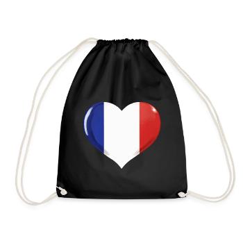 FRANCE FLAG HEART FLAG FRANCE - Drawstring Bag - black - Front