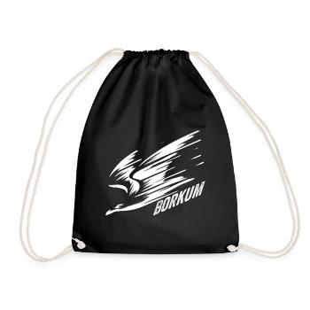 Borkum Sturzflug Tiefflieger Möwe Urlaub T-Shirt - Turnbeutel - Schwarz - Vorne