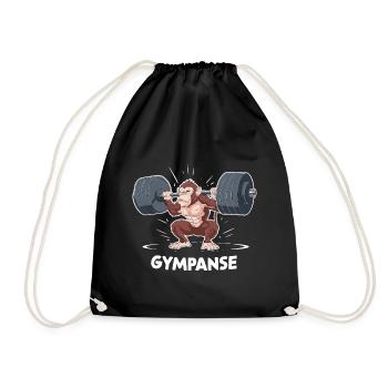 GYMPANSE Wortspiel Schimpanse Gym - Turnbeutel - Schwarz - Vorne