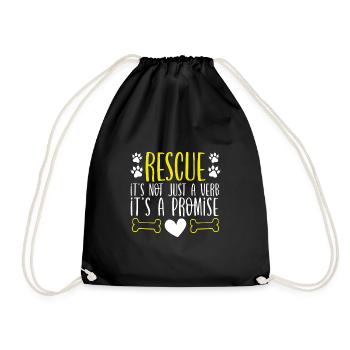 Animal Rescue Gift Not Just a Verb It's a Promise - Drawstring Bag - black - Front