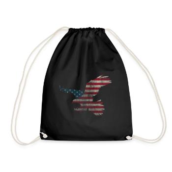 Eagle American Flag July 4 USA Patriotic - Drawstring Bag - black - Front