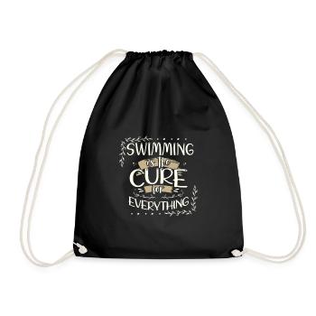 Swimmer Gifts Swimming is the Cure for Everything - Drawstring Bag - black - Front