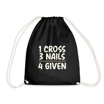 Christian Humor 1 Cross 3 Nails 4 Given Christian - Drawstring Bag - black - Front