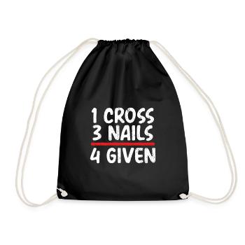 Christian Gift 1 Cross 3 Nails 4 Given Christian - Drawstring Bag - black - Front