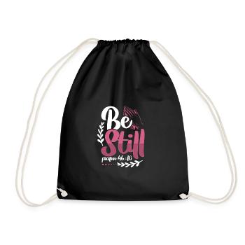 Christianity Be Still Psalm 46 10 Christian Gift - Drawstring Bag - black - Front