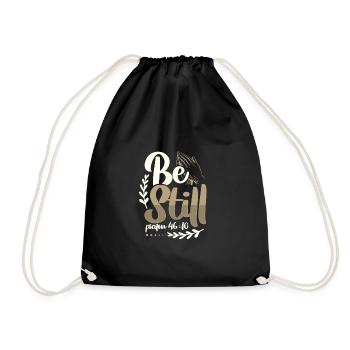 Christianity Be Still Psalm 46 10 Christian Gift - Drawstring Bag - black - Front