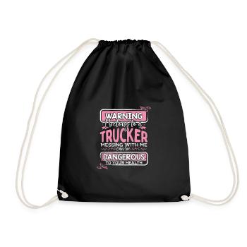Truckers Wife Gift Warning Appartenir à un camionneur - Sac de sport léger - noir - Devant