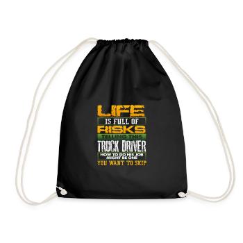 Trucker Geschenk Leben voller Risiken Telling Truck - Turnbeutel - Schwarz - Vorne