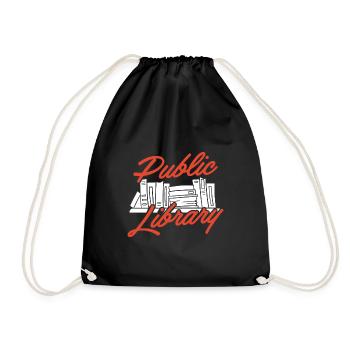 Librarian Gift Public Library Book Lover - Drawstring Bag - black - Front