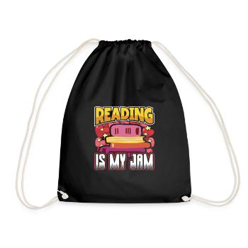 Reading is My Jam Fun Book Lover Gift - Drawstring Bag - black - Front