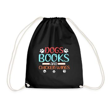 Livre Amoureux Cadeaux Chiens Livres et Ailes de Poulet Cadeau - Sac de sport léger - noir - Devant