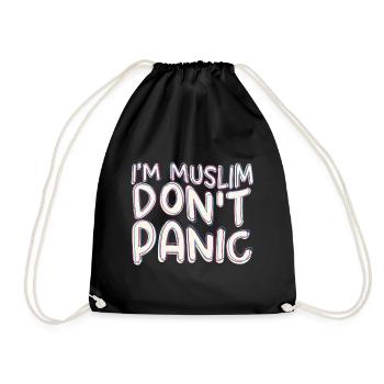 I am Muslim Don't panic / Islam, Koran, Mosque - Drawstring Bag - black - Front