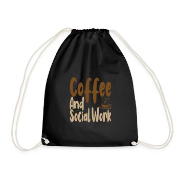 Coffee Drinking Social Worker Gift Coffee and - Drawstring Bag - black - Front
