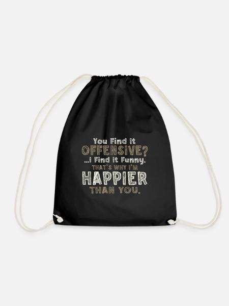Sarcastic You Find It Offensive I Find it Funny - Drawstring Bag - black