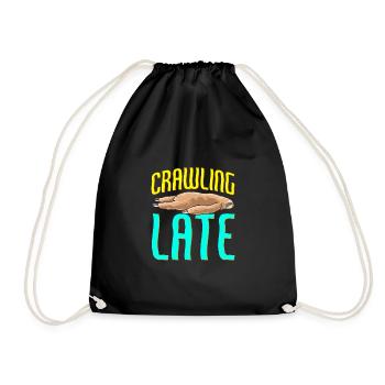 Sloth Crawling Late Funny Sarcastic Sloth - Drawstring Bag - black - Front