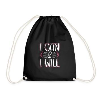 Feminism Gift I Can And I Will Gift for a Girl - Drawstring Bag - black - Front