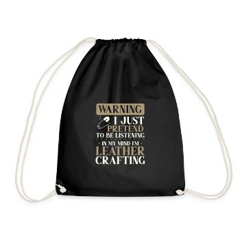 Leather Worker Gift Pretend to Listen Mind on - Drawstring Bag - black - Front
