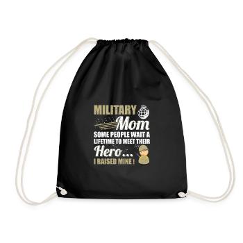 Military Mom Raised My Hero Proud Mom of Armed - Drawstring Bag - black - Front