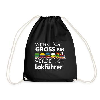 Wenn ich groß bin werde ich Lokführer für einen - Turnbeutel - Schwarz - Vorne