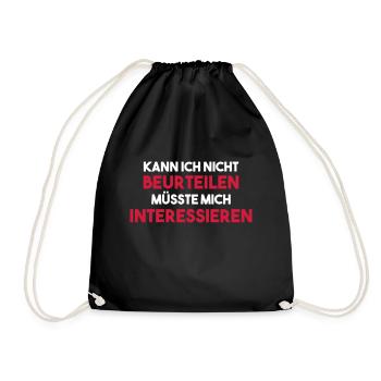 KANN ICH NICHT BEURTEILEN Geschenk - Turnbeutel - Schwarz - Vorne