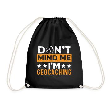 Ich bin beim Geocaching Geocacher Geocache - Turnbeutel - Schwarz - Vorne