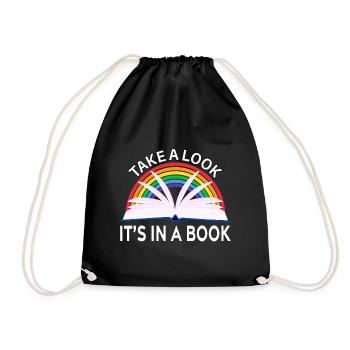 Take a Look It's In A Book Vintage Bookworm - Drawstring Bag - black - Front