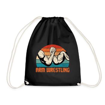 Retro Vintage Arm Wrestling Sport Arm Wrestler - Drawstring Bag - black - Front