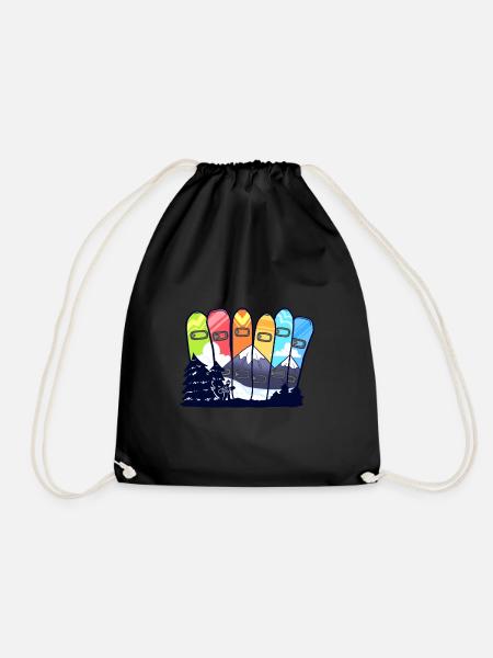 Snowboarden Bunte Snowboards Snowboarder - Turnbeutel - Schwarz