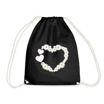 Daisy Flower Heart Women Gardener - Drawstring Bag - black - Front