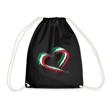 Heart Bust Flag Italy Flag Colors Holiday - Drawstring Bag - black - Front