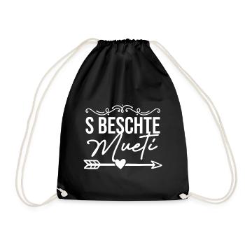 S Beschte Mueti Beschte Mama - Turnbeutel - Schwarz - Vorne