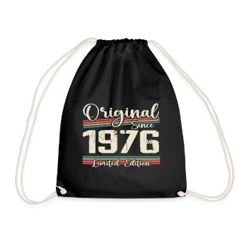 1976 Vintage Retro Birthday Gift 1976 - Drawstring Bag - black - Front