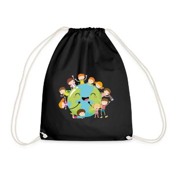 Happy Earth Children Future Care Planet - Drawstring Bag - black - Front