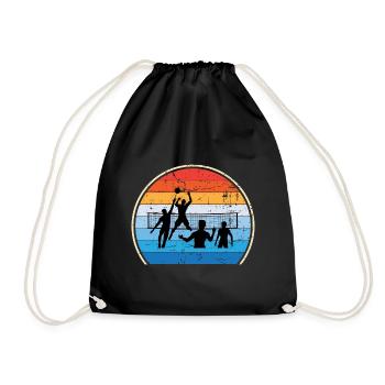 Retro Volleyballspieler Volleyballtrainer - Turnbeutel - Schwarz - Vorne