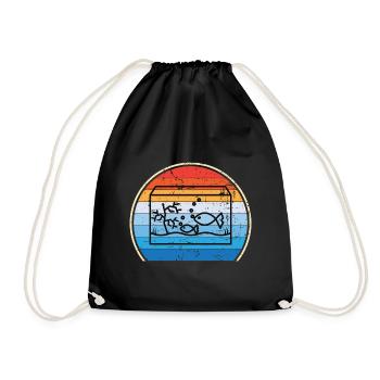 Retro Aquarium Aquaristik Fische Heimaquarium - Turnbeutel - Schwarz - Vorne