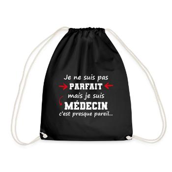 cadeau marrant médecin pas parfait - Sac de sport léger - noir - Devant