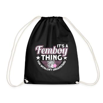 Crossdressing Anime Femboy - Drawstring Bag - black - Front
