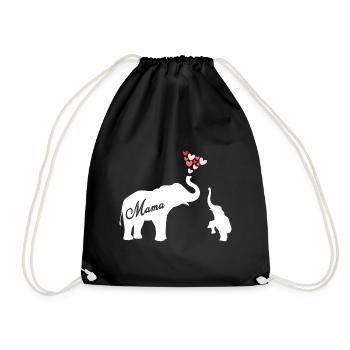 Mama Elephant Mama - Drawstring Bag - black - Front