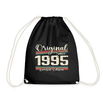 1995 Vintage Retro Birthday Gift 1995 - Drawstring Bag - black - Front