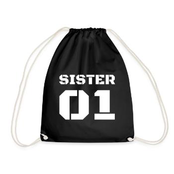 Sister 01 - Schwester Design - Drawstring Bag - black - Front