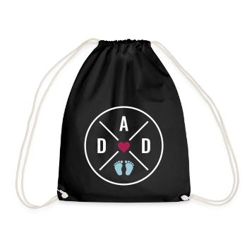 DAD Heart Baby Baby Feet Dad Love Father's Day Dad - Drawstring Bag - black - Front